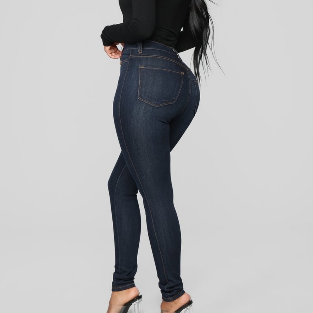 High Waist Skinny Jeans - Dark Denim